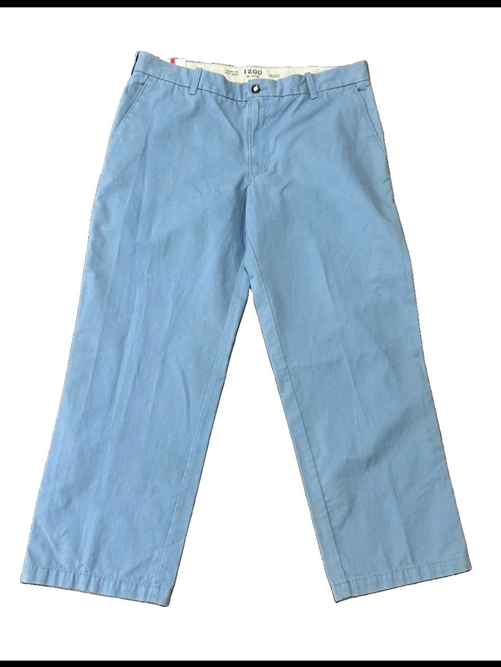 IZOD Chino pants 36x30 Blue Saltwater Flat Front Straight Fit NEW